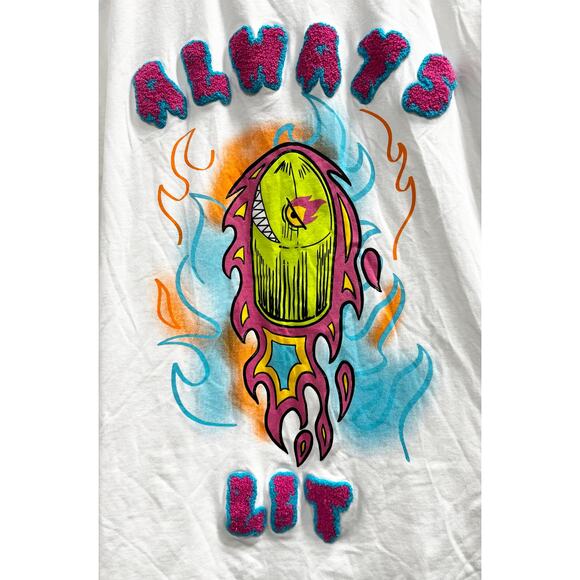 Bleecker & Mercer ALWAYS LIT puff patch logo tee woman’s sz L - Picture 4 of 7